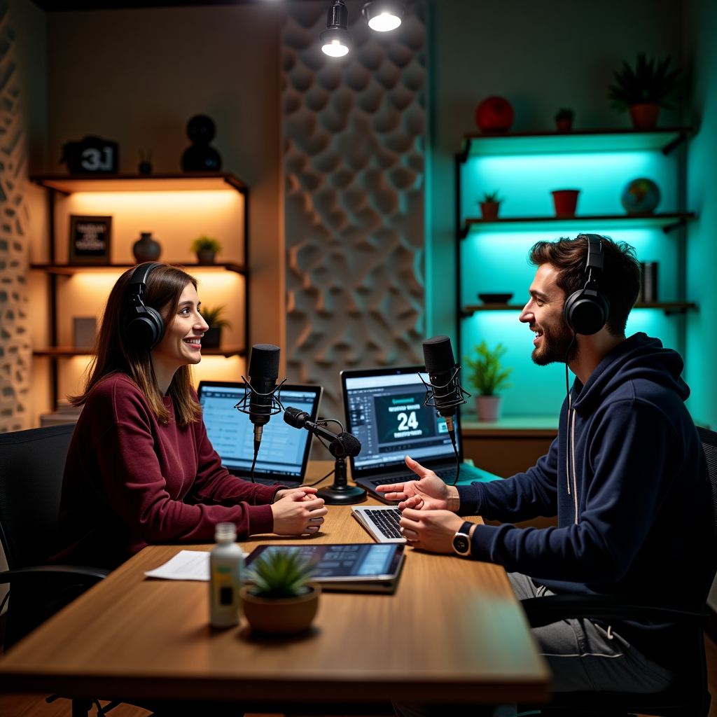 Podcast recording session